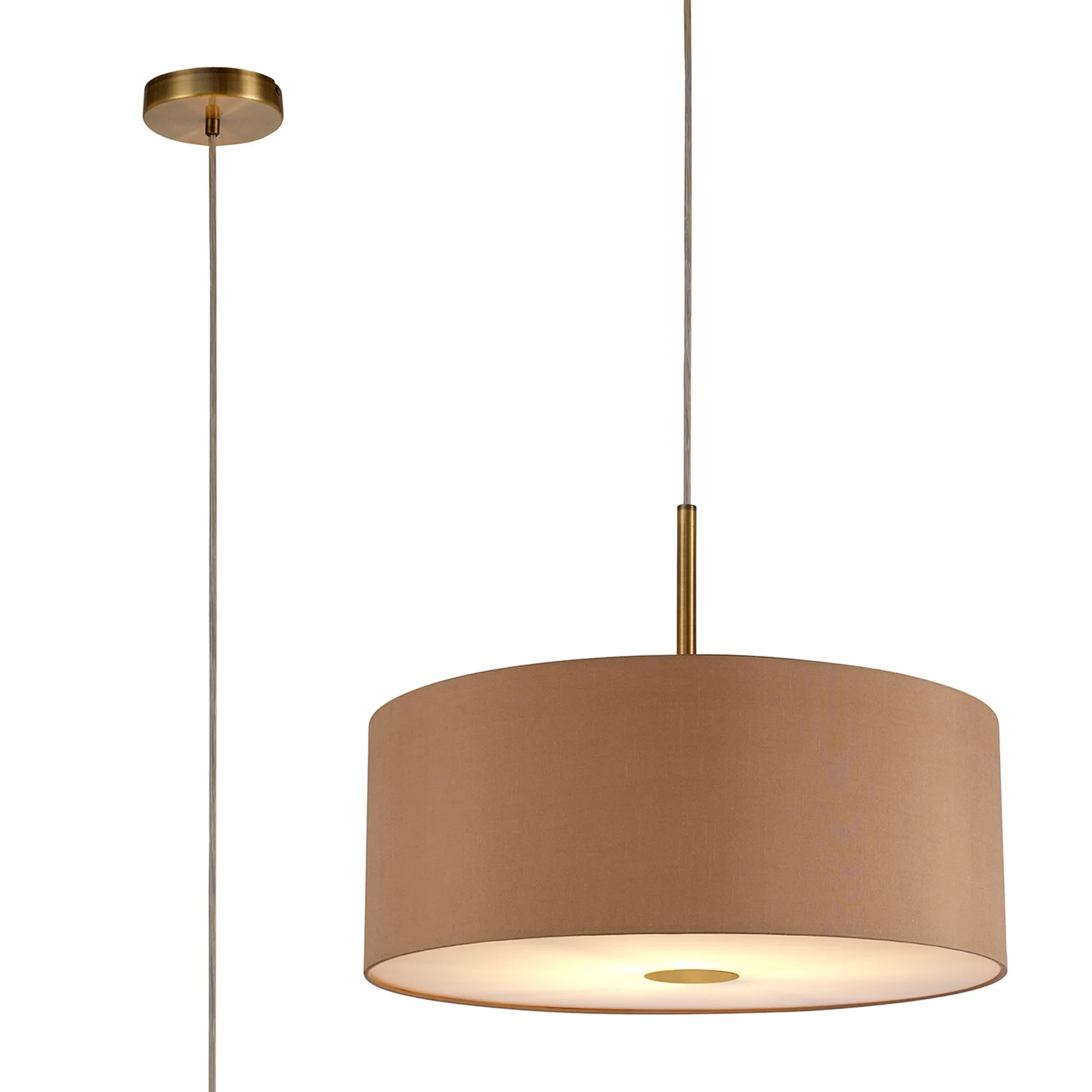 Baymont 50cm Pendant 1 Light Antique Brass, Antique Gold/Ruby, Frosted Diffuser